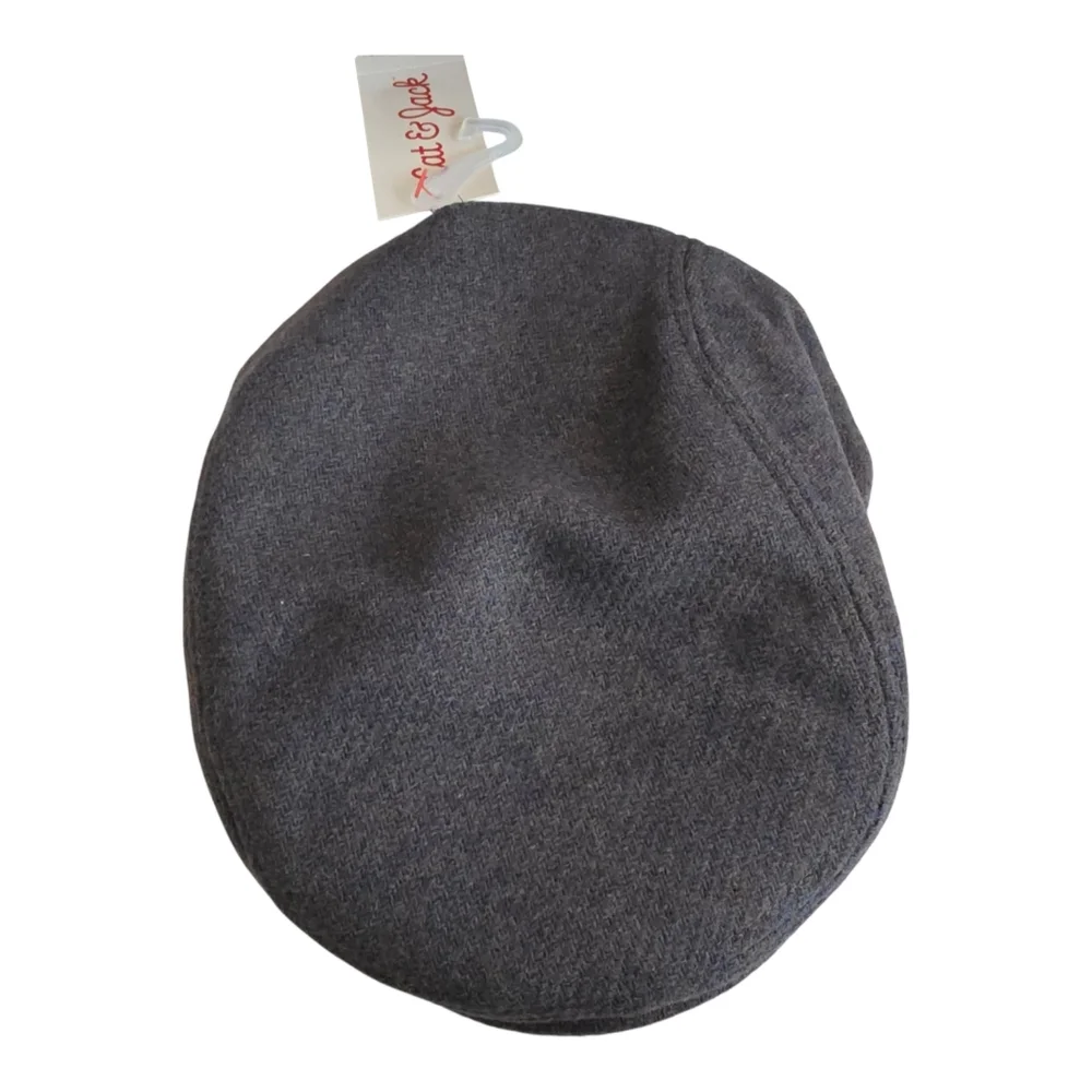 Cat Jack Toddler Kids Flat Cap Hat 2T 5T Gray Tweed Herringbone